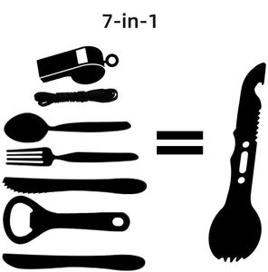 <span class=keywords><strong>Set</strong></span> da Campeggio Jukaiwtec in Acciaio Inox per 2 Persone: Cucchiaio, Forchetta, Coltello, Bacchette e Fischietto, Strumento di Sopravvivenza per Escursionismo e Caccia - Product Image 1