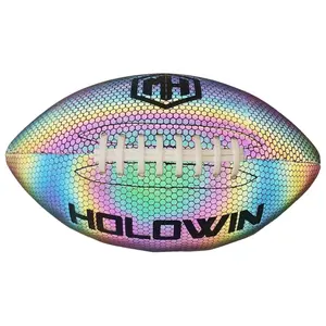 Sepak Bola Amerika-holografik reflektif-bersinar dalam gelap bola Rugby-anak-anak dan dewasa-uniseks-UKURAN 9
