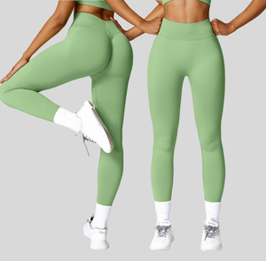 Leggings de yoga sans couture à dos en V, taille haute, avec ourlet froncé, leggings de sport pour soulever les fesses, leggings athlétiques, leggings de fitness, leggings d'entraînement - Product Image 6