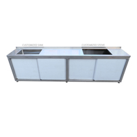Armoires de cuisine personnalisées de haute qualité avec robinet d'évier en acier inoxydable 304 et glissière de tiroir-faites à la main pour un usage domestique ou commercial