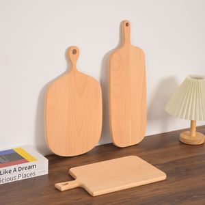 Tabla de cortar de madera de haya estilo japonés, rectangular, con mango de madera maciza, para cortar frutas, pan y preparar comida para bebés. - Product Image 2