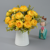 Groothandel handgemaakte zijden kleine handvatboeket roos huisdecoratie voor bruiloft, Moederdag & Kerstmis