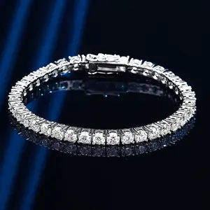 Mode S925 Sterling Silver Moissanite tennis bracelet Fine Jewelry INS Style Design classique Bracelet pour femme