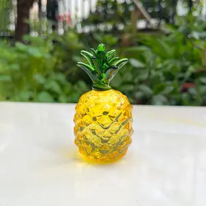 EU Customized Logo Artificial Fruits Home Table Decoration Crystal Glass Pineapple Figurine For Display