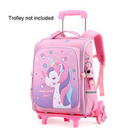 Sac à dos d'étudiant à double épaule grande capacité avec roulettes, motif licorne astronaute cœur de fille mignon, collection 2026