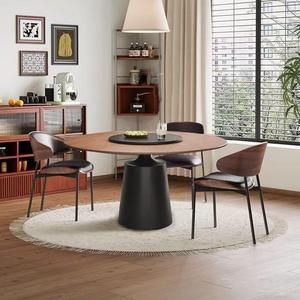 Solid Wood Round Dining Table Set 8 Piece With Turntable For Home And Small Apartments - Product Image 3