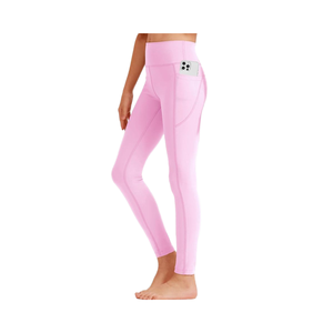 Pantaloni da Yoga neri alla caviglia da ragazza OEM con <span class=keywords><strong>Leggings</strong></span> sportivi a modello solido con tasche con Logo a metà vita per bambini - Product Image 1