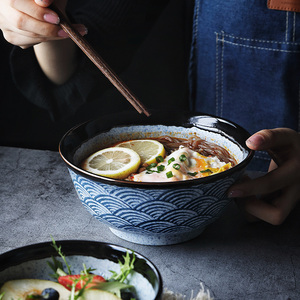 Tazón de <span class=keywords><strong>Sopa</strong></span> de Fideos Ramen de Porcelana Moderna, Ecológica y Corrugada, de Calidad de Restaurante, para Servir Fideos y <span class=keywords><strong>Sopa</strong></span> - Product Image 4