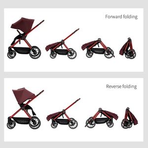 Landau de luxe léger 3 en 1 pour bébé Nouveau design de poussette pliable en lin - Product Image 6