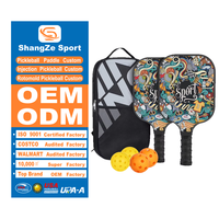 SHANGZE Raquetas de Pickleball para Niños, Núcleo de Panal, Superficie de Fibra de Vidrio, Ligeras, 16mm, 225g, Control, Potencia, Entretenimiento