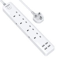 Stop Kontak Ekstensi Anti Api 13A dengan 4 Port USB dan Kabel 2m untuk Perlengkapan Kamar Asrama