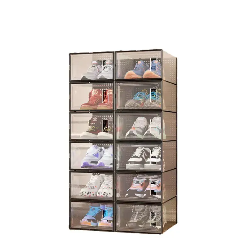 customized Plastic Magnetic Shoe Box Transparent Sports Basketball Shoe Storage Box High-Top Sneakers Collection Display
