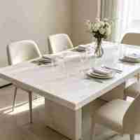 Table à manger rectangulaire moderne en pierre frittée effet marbre pour hôtel, appartement, mobilier de salle à manger contemporain