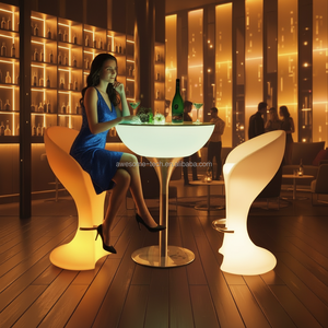 Disco Ktv Dj Entertainment Round Led Glow Top <strong>Poseur</strong> <strong>Table</strong> - Product Image 2
