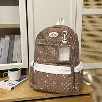 Sac à dos mignon et tendance avec imprimé étoiles pour filles, sac à dos pour femmes avec poche transparente