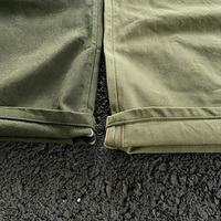 Jean vert foncé ample à jambe droite, pantalon décontracté polyvalent à jambe large avec ourlets retroussés