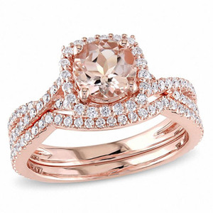 925 Sterling <strong>Silver</strong> Cubic Zircon Halo Rose Gold Plated Emerald Cut <strong>Ring</strong> <strong>Set</strong> - Product Image 5