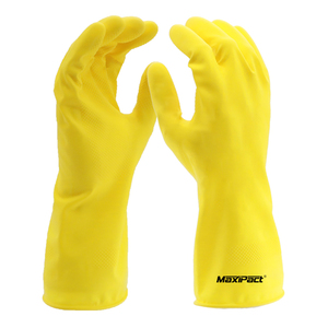Gants de sécurité industriels MaxiPact jaunes antidérapants, paume antidérapante, manchette ouverte, enduits de latex, imperméables, pour le nettoyage domestique - Product Image 1