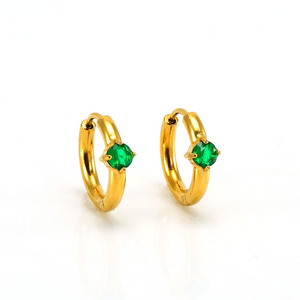 Zogxin Huggie <b>Earrings</b> 18K Gold Plated Colorful Zircon Round Geometric Everyday Wear - Product Image 5