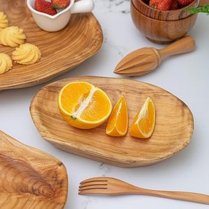 Bandeja de madera de raíz de <span class=keywords><strong>abeto</strong></span> Natural ecológica, plato de madera hecho a mano de 33cm para sándwich, pan, fruta, ensalada, aperitivo - Product Image 5