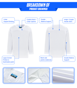 เสื้อฮอกกี้น้ำแข็งแบบสั่งทำ ODM ขายส่ง น้ำหนักเบา พิมพ์ลายแบบ Sublimation โลโก้สั่งทำได้ สไตล์วินเทจ ลายทาง แขนยาว - Product Image 6