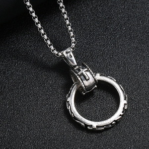 Vintage Punk <strong>Men</strong> Necklace Male Metal <strong>Chain</strong> Double Circles Pendant Necklace Male Jewelry <strong>Accessories</strong> - Product Image 3