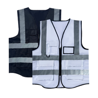 Chaleco de Seguridad Personalizado de Poliéster para Topógrafos, Chaleco Reflectante Negro Personalizable para Ciclismo, Trabajo, Correr, con Impresión de Logotipo