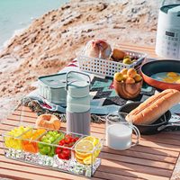 Meilleures ventes : Distributeur de condiments transparent à 5 compartiments avec couvercle, bac à glaçons et support pour garnitures, pour la maison, la cuisine, les buffets et les brunchs