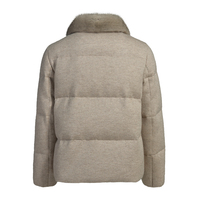 Veste bomber épaisse en duvet de canard avec garniture en fourrure courte d'hiver Jxwatcher pour femmes, coupe ample décontractée, manches en tricot respirantes, coupe-vent, blanc