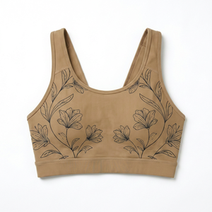 Soutien-gorge de sport dos nageur uni pour femme en coton modal tricoté, débardeur court pour la gym, le fitness et le yoga - Product Image 1