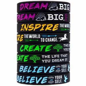 Dream Inspire Create Believe Inspirational Bracelets Motivational Messages Silicone Wristbands No Minimum Order