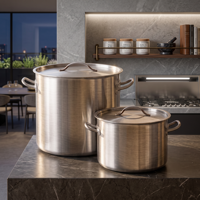 Commerciële roestvrijstalen kookpot grote capaciteit soepketel met deksel dubbele zijhandgrepen voedselveilig voor restaurantkeuken