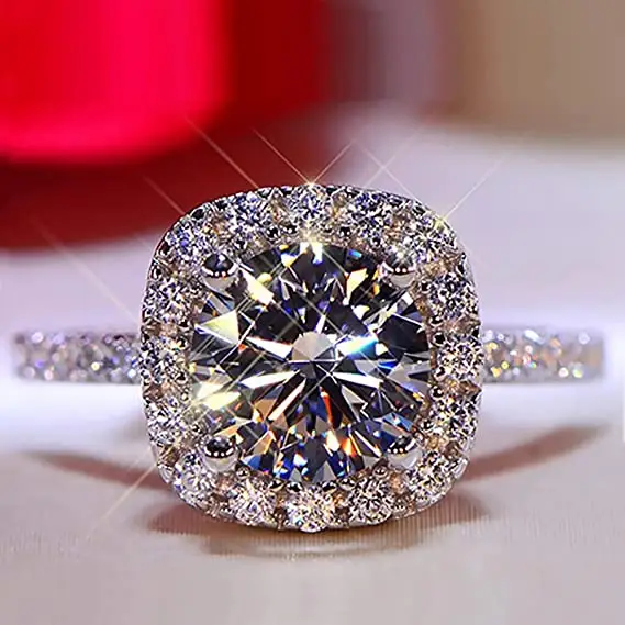 S925 anéis de prata esterlina, 1ct moissanite anéis requintados brilhantes anéis de diamante para mulheres fabricante de joias de noivado