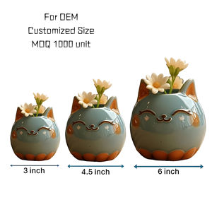 Creative Gat British Shorthair vaso di fiori in ceramica simpatico animale succulento <span class=keywords><strong>Mini</strong></span> vaso decorativo rotondo disponibilità all'ingrosso - Product Image 6