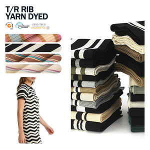 Tela de punto acanalado teñida con hilo de rayón y spandex para puños, elástica, suave y cómoda, para accesorios de ropa. - Product Image 1