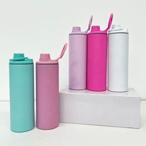 Bouteille d'eau à double paroi de 20 oz, couleurs assorties, avec 2 couvercles, pour sublimation, couvercle à rabat anti-fuite, gobelet isotherme, entrepôt USA - Product Image 2