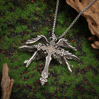 Collier Croix Ange à Six Ailes Tendance, Bijou Pendentif Gothique pour Homme