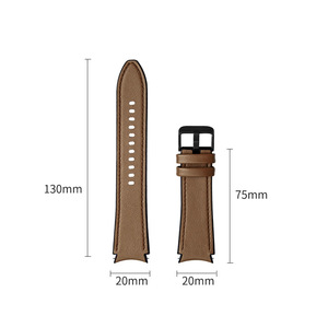 Bracelets de montre en cuir véritable incurvés intelligents, design de créateurs, 20 mm 22 mm, luxe pour <span class=keywords><strong>Samsung</strong></span> <span class=keywords><strong>Galaxy</strong></span> <span class=keywords><strong>Watch</strong></span> 4 42 mm 46 mm - Product Image 3