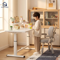 Escritorio de Estudio Ergonómico Ajustable para Niños, Escritorio para Laptop, Esquinas Redondeadas Anti-Colisión, Panel de Madera Mate Resistente
