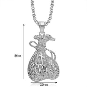 Yunnique-collar con colgante de bolsa de dinero de acero inoxidable con signo de dólar, joyería unisex de Hip Hop, diseño geométrico DZ029 - Product Image 4