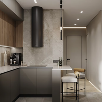 Armoires de cuisine modernes de luxe sur mesure avec bois massif et îlot en marbre imperméable pour résidences de luxe modernes