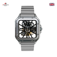 Montre à quartz pour homme PRECIOUS DUKE, bracelet en acier inoxydable, boîtier en alliage de zinc, design carré, résistance à l'eau 3BAR, style luxueux et tendance