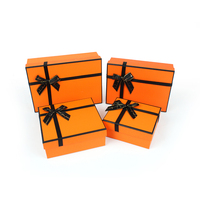 Boîtes d'emballage dorées personnalisées en carton avec nœud de ruban, rigide, couleur Orange, pour cadeau, à la mode, 2022 unités