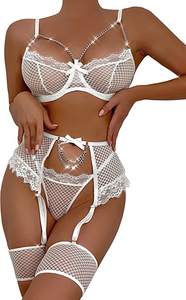 Completo Lingerie Sexy con <span class=keywords><strong>Glitter</strong></span> 3 Pezzi di Lusso Biancheria Intima Trasparente <span class=keywords><strong>Reggiseno</strong></span> e Perizoma con Reggicalze Biancheria Sexy da Donna - Product Image 5