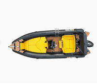 Nouveau Bateau de Luxe 25 Pieds 7,6 m de Loisir en Fibre de Verre, Coque Rigide Noire Zodiac Hypalon, Bateau Pneumatique de Pêche, Ponton Sportif