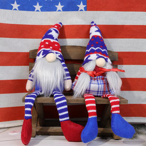 ตุ๊กตาโนมตกแต่งวันประกาศอิสรภาพของอเมริกา ตุ๊กตารูดอล์ฟขาวยาว วันชาติอเมริกา ตุ๊กตาเอลฟ์สวมหมวกไหมพรม - Product Image 1