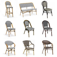Chaise de salle à manger d'extérieur empilable en rotin et osier, style Parisien moderne et luxueux, pour bistrot, taverne, café, restaurant, mobilier de jardin