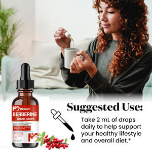 Gouttes liquides de supplément de berbérine à la cannelle de Ceylan, melon amer, glucomannane, gymnema, chrome, curcuma, panax ginseng, moringa - Product Image 4