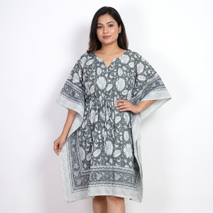 Vestido de Noche Corto de Maternidad de Talla Grande de Buena Calidad, Vestido de Bikini con Cuello en V, Estampado de Paisley y Encaje, Suave y Transpirable, 100% Algodón - Product Image 1