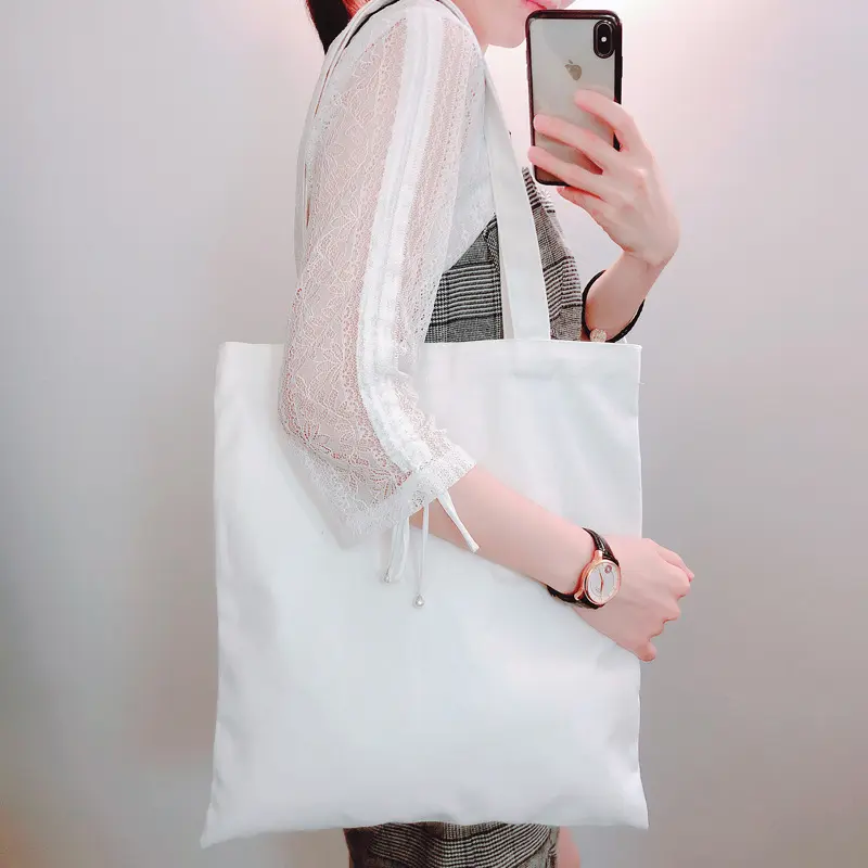 Sac en tissu de coton doublé épais avec Logo personnalisé, sac en toile noir et blanc, fourre-tout, sac de voyage vierge avec Logo, vente en gros